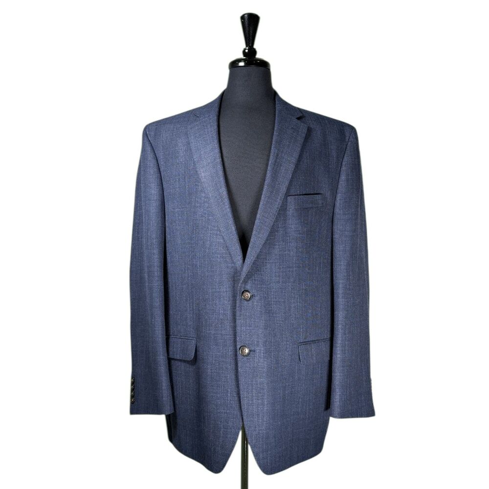 Chaps Ralph Lauren Mens 46L Blazer Sport Coat Blue 2 Button Lined Jacket
